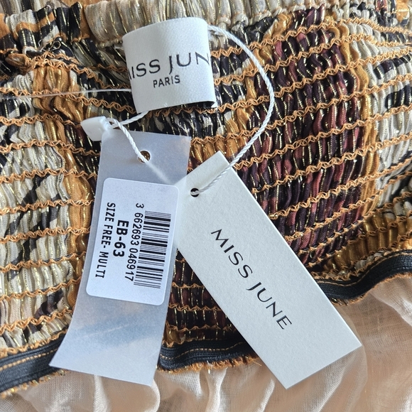 New Miss June Sparkling Chiffon Brown/Beige Cami Dress NWT One Size - Picture 9 of 12